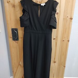 Gibson Latimer Cold Shoulder Black Wide Leg Romper Sz‎ 18 Holiday Ruffle Party